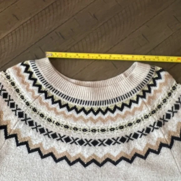 LOFT Fair Isle crew neck wool blend sweater Sz M LIKE NEW - Picture 8 of 8